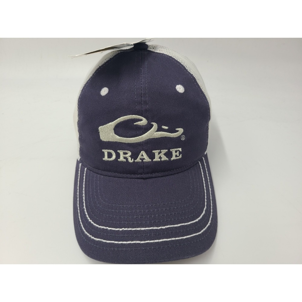 Drake Waterfowl Mesh Trucker Adjustable Hat Cap Fish Hunt Men Women‎ Blue White